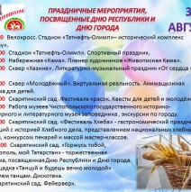 ПРАЗДНИЧНЫЕ МЕРОПРИЯТИЯ КО ДНЮ РЕСПУБЛИКИ  И ДНЮ ГОРОДА